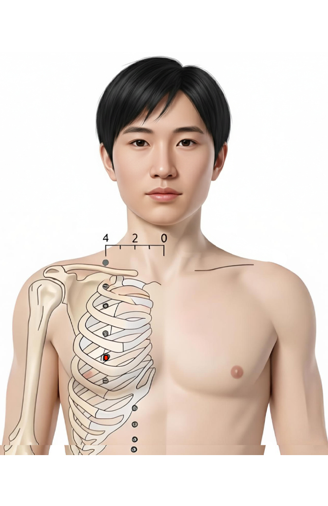 乳中穴 /  ST-17 / Ruzhong / Middle of the Breast / Nipple Center